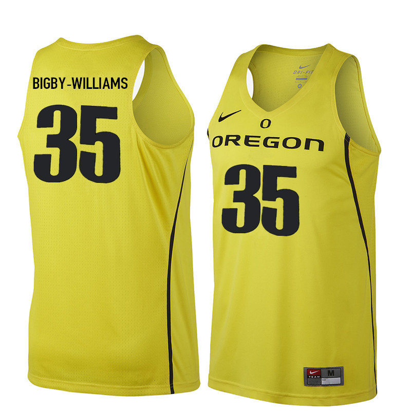 Men Oregon Ducks #35 Kavell Bigby-Williams College Basketball Jerseys Sale-Yellow - Click Image to Close